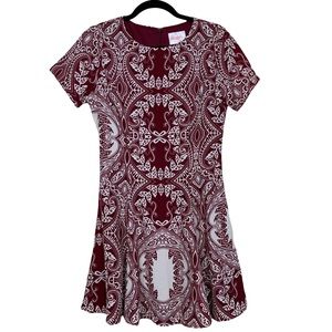 Moon Paisley Skater Short Sleeve Lined Scoop Neck Mini Fit And Flare Swing Dress